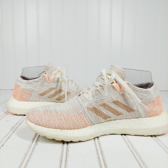 adidas Pureboost Go Gray Orange Athleisure Running Sneakers A66 - Picture 6 of 12